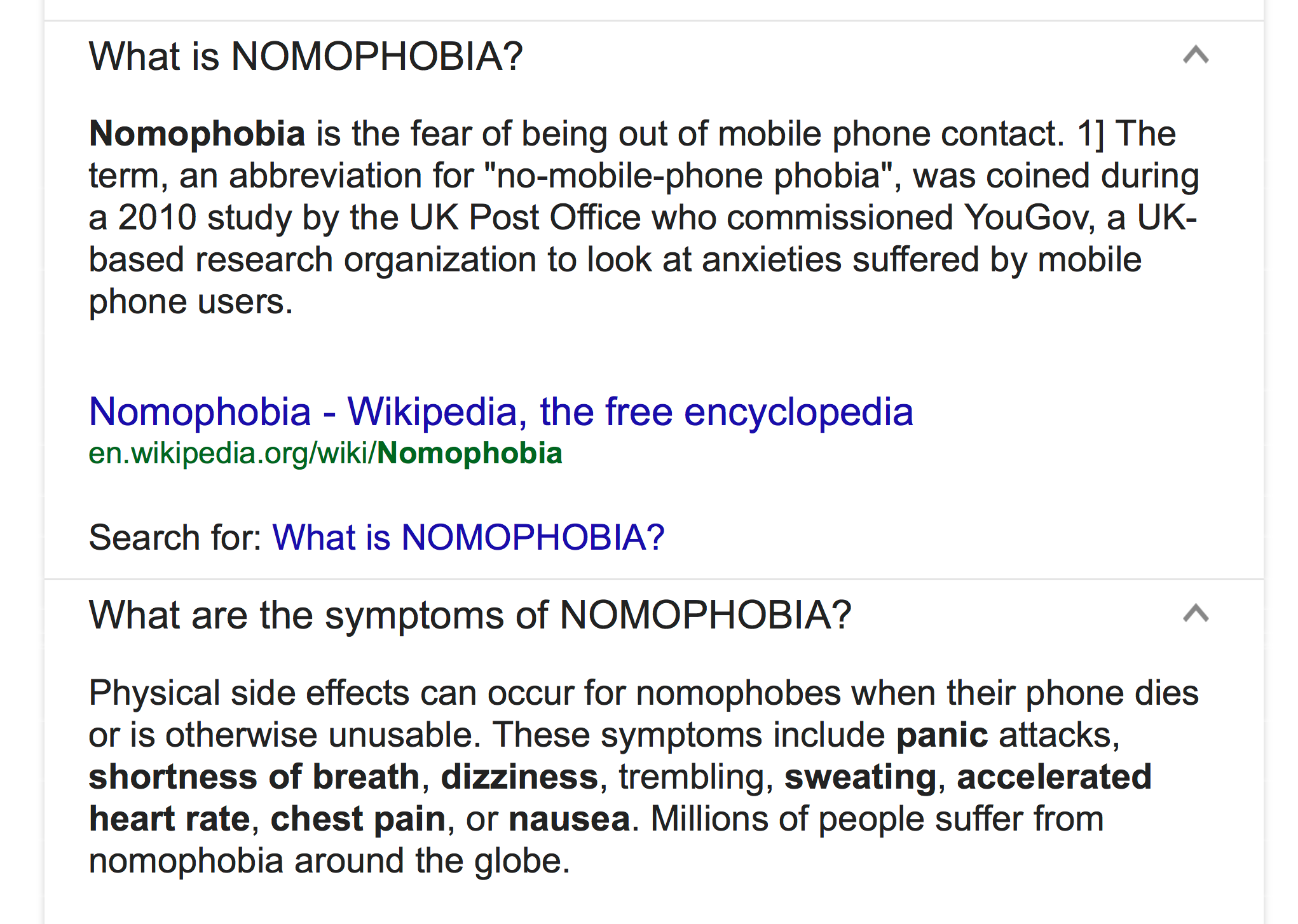 Definition of Nomophobia