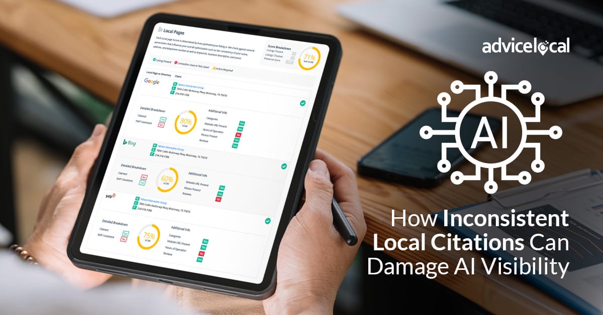 AI visibility can be damaged by inconsistent local citations.